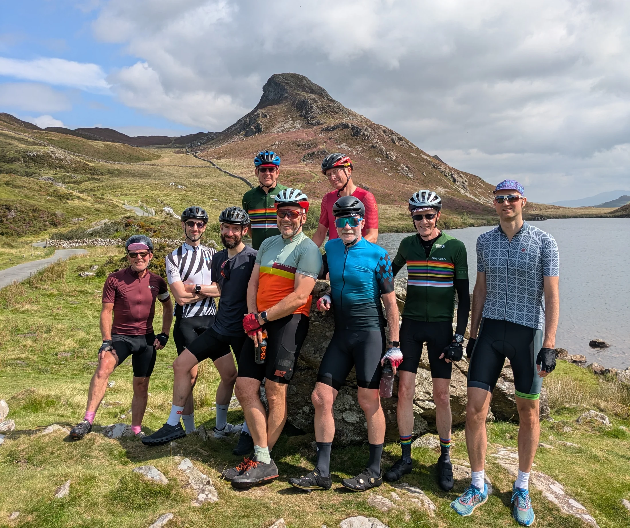 Out Velo riders and friends together on a Welsh cycling weekend