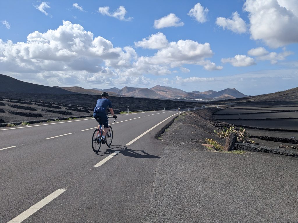 A road through Lanzarote's volcanic landscape